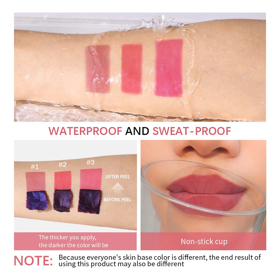 Long-Lasting Matte Lip Tint — Waterproof Peel-Off Formula