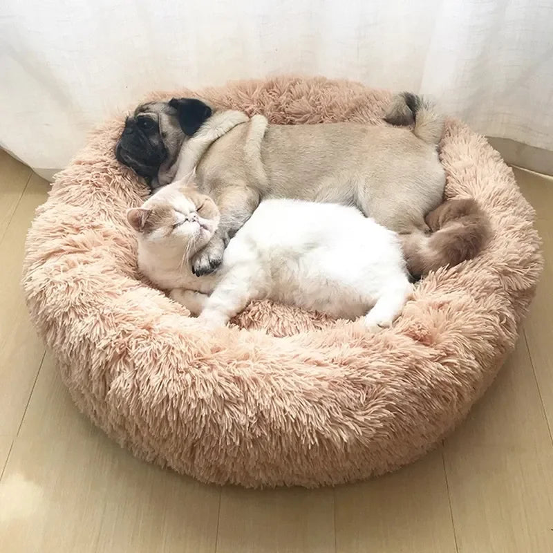 Plush Round Pet Bed – Warm Cozy Bed for Small & Medium Dogs and Cats
