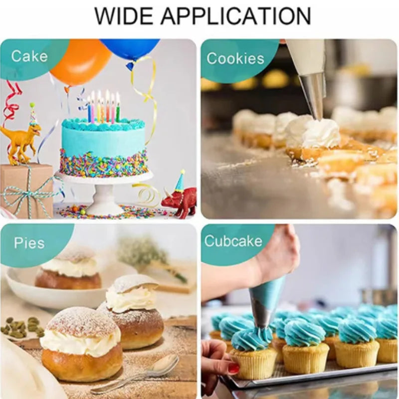 Reusable Silicone Piping Bags & Tips Set — Cake Decorating Kit