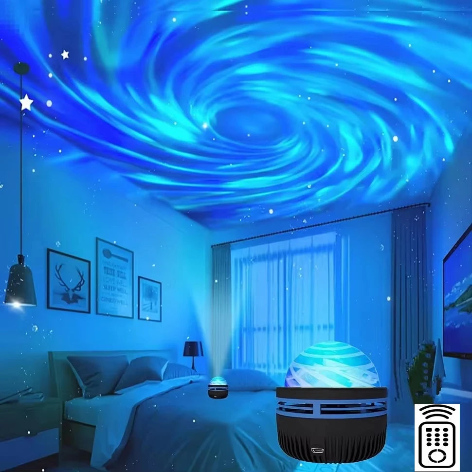 Star & Galaxy Projector with Ocean Wave Effect — 7 Color Patterns