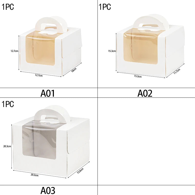 High-Capacity Cake Packaging Boxes — Multi-Size for Birthdays, Weddings & Holidays (1/3/6 pcs)