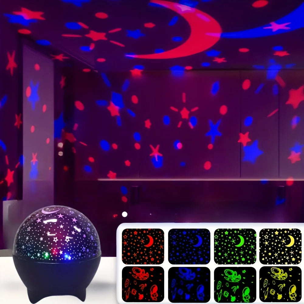 RGB Star & Moon Galaxy Projector Night Light — USB Powered