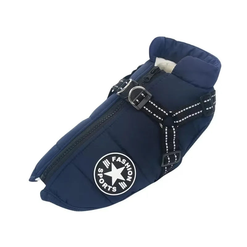 Waterproof Winter Dog Jacket with Harness