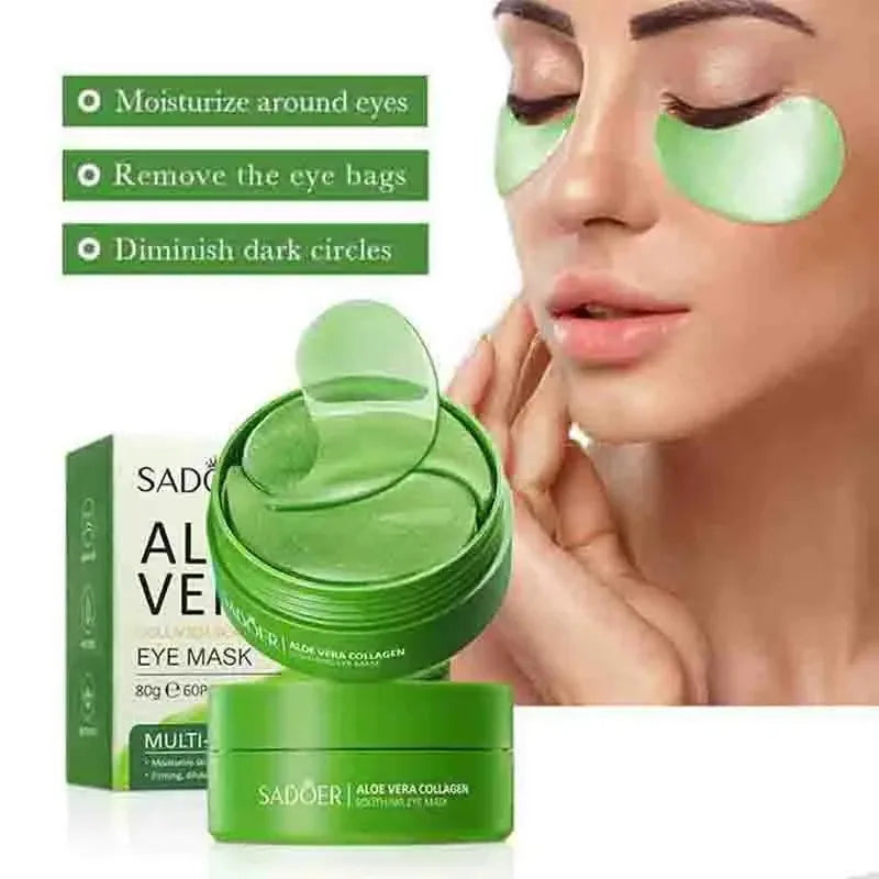 Aloe Vera & Collagen Eye Masks — 60 Patches for Dark Circles & Puffiness