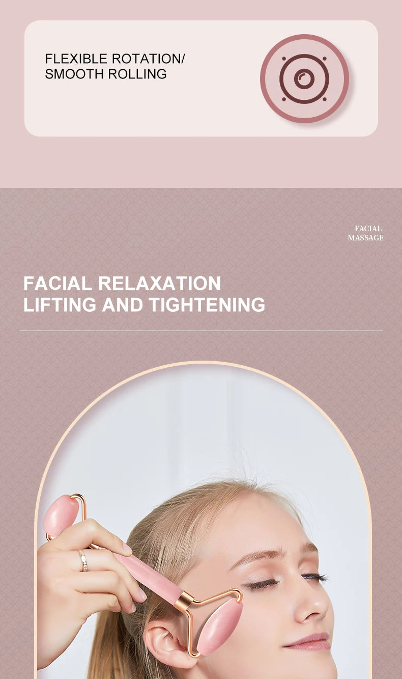 Jade Face Massager – Gua Sha Facial Roller for Skin Care & Anti-Aging