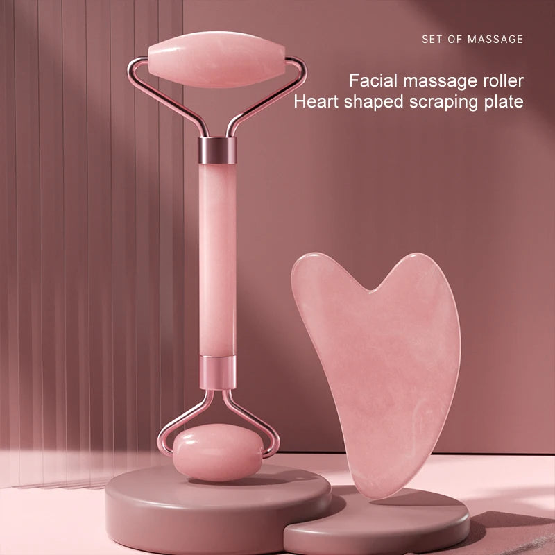 Jade Face Massager – Gua Sha Facial Roller for Skin Care & Anti-Aging