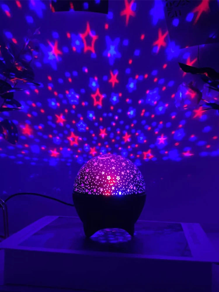 RGB Star & Moon Galaxy Projector Night Light — USB Powered