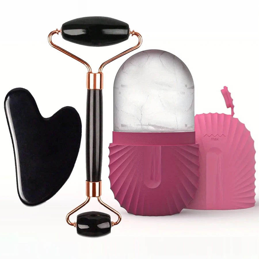 Ice Face Roller & Gua Sha Set — Facial Massage for Lifting & Contouring