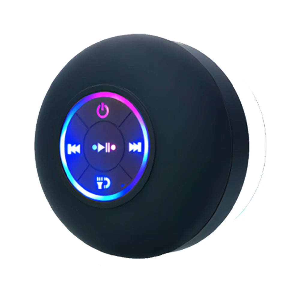 Waterproof Bluetooth Speaker with LED Light & Suction Cup