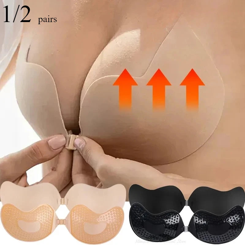 Invisible Strapless Push-Up Bra — Silicone Self-Adhesive, Backless