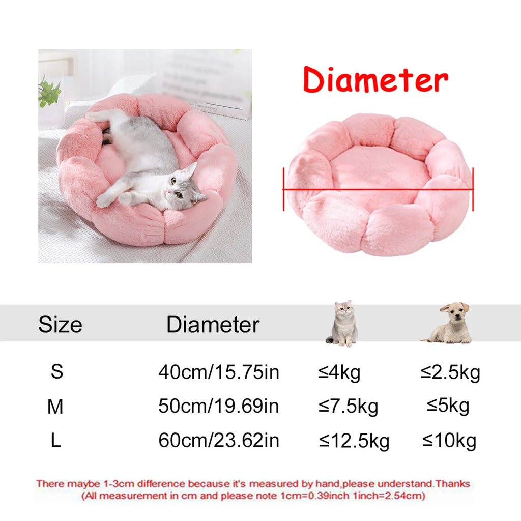 Plush Round Pet Bed – Warm Cozy Bed for Small & Medium Dogs and Cats