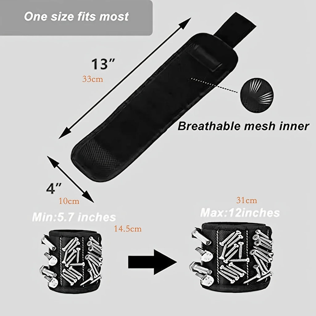 Magnetic Wristband Tool Holder — Holds Screws, Nails & Drill Bits