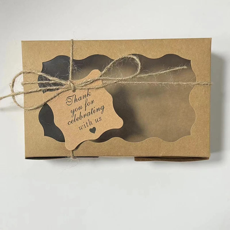Kraft Paper Gift Boxes with Window — Cake, Candy & Chocolate Packaging for Weddings & Parties