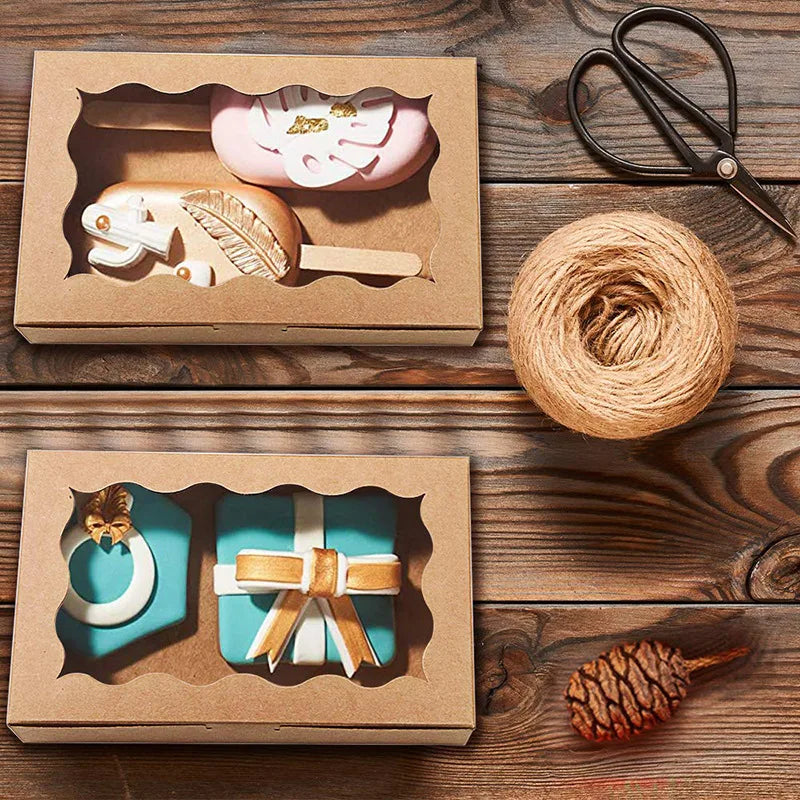 Kraft Paper Gift Boxes with Window — Cake, Candy & Chocolate Packaging for Weddings & Parties