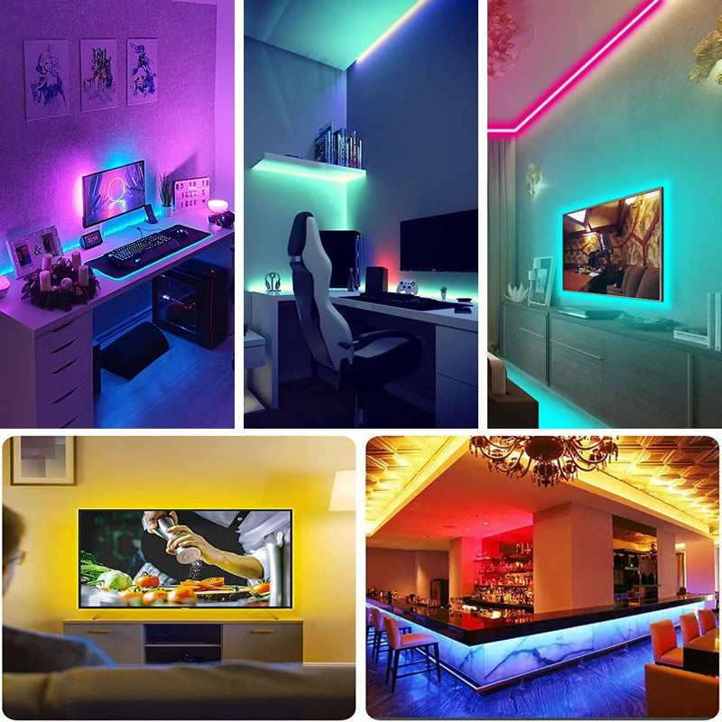 RGB LED Strip Lights with 44-Key Remote – Color Changing Accent Lighting for Kitchen, Bedroom & Home