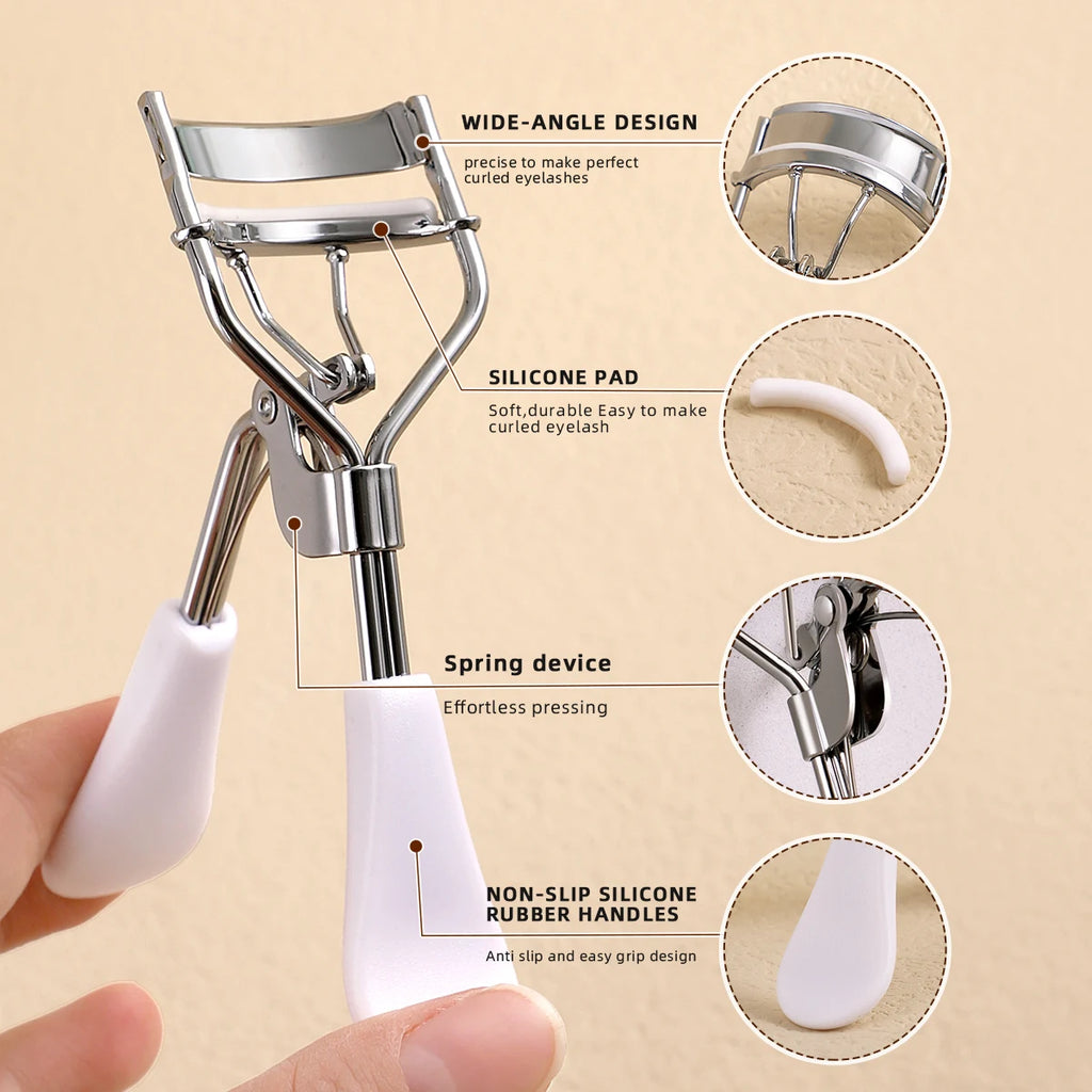 Portable Eyelash Curler with 15 Silicone Replacement Pads