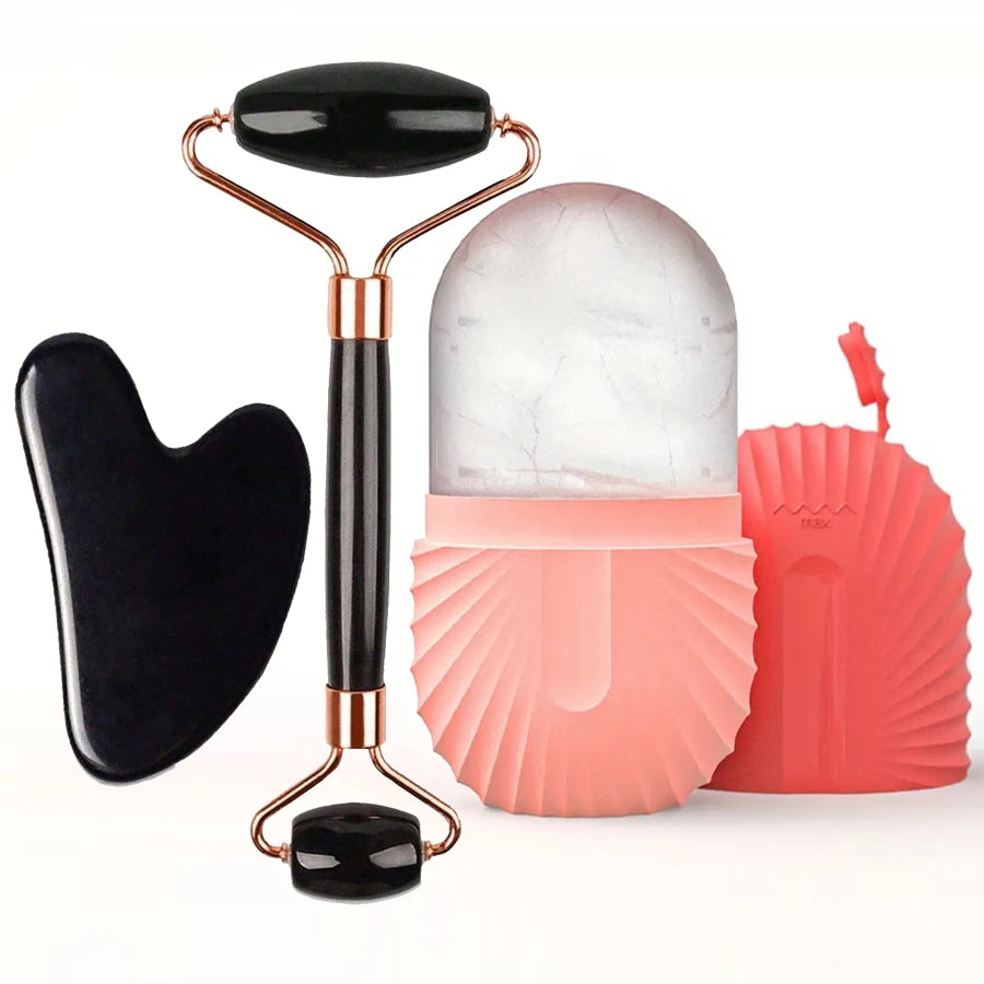 Ice Face Roller & Gua Sha Set — Facial Massage for Lifting & Contouring