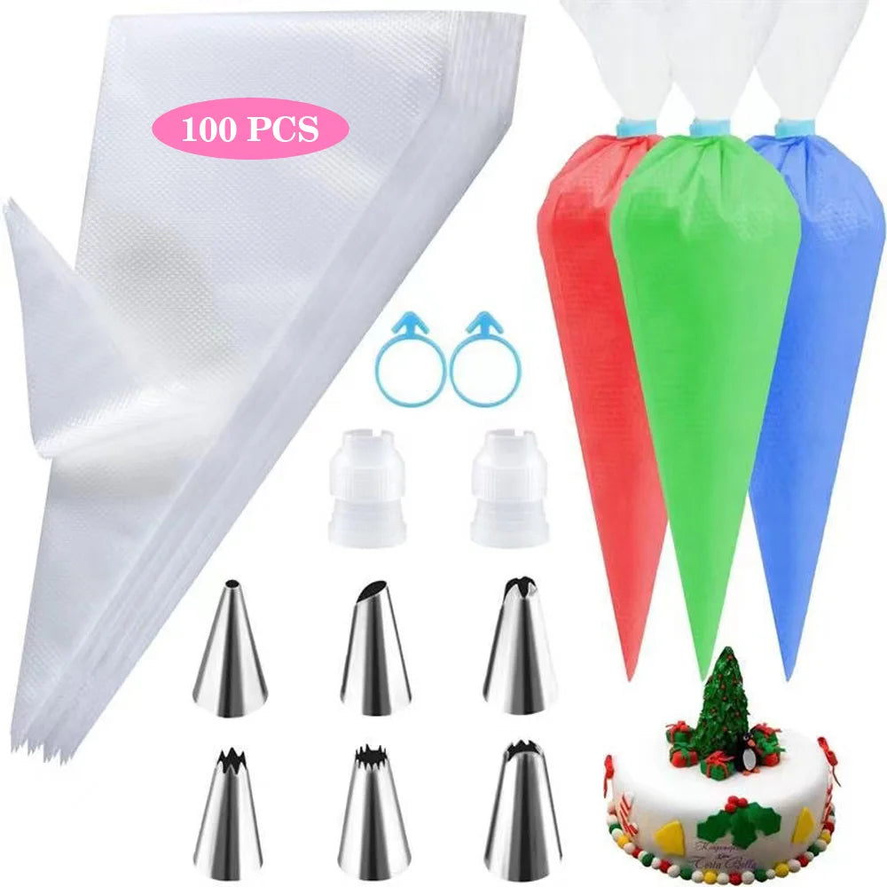 Reusable Silicone Piping Bags & Tips Set — Cake Decorating Kit