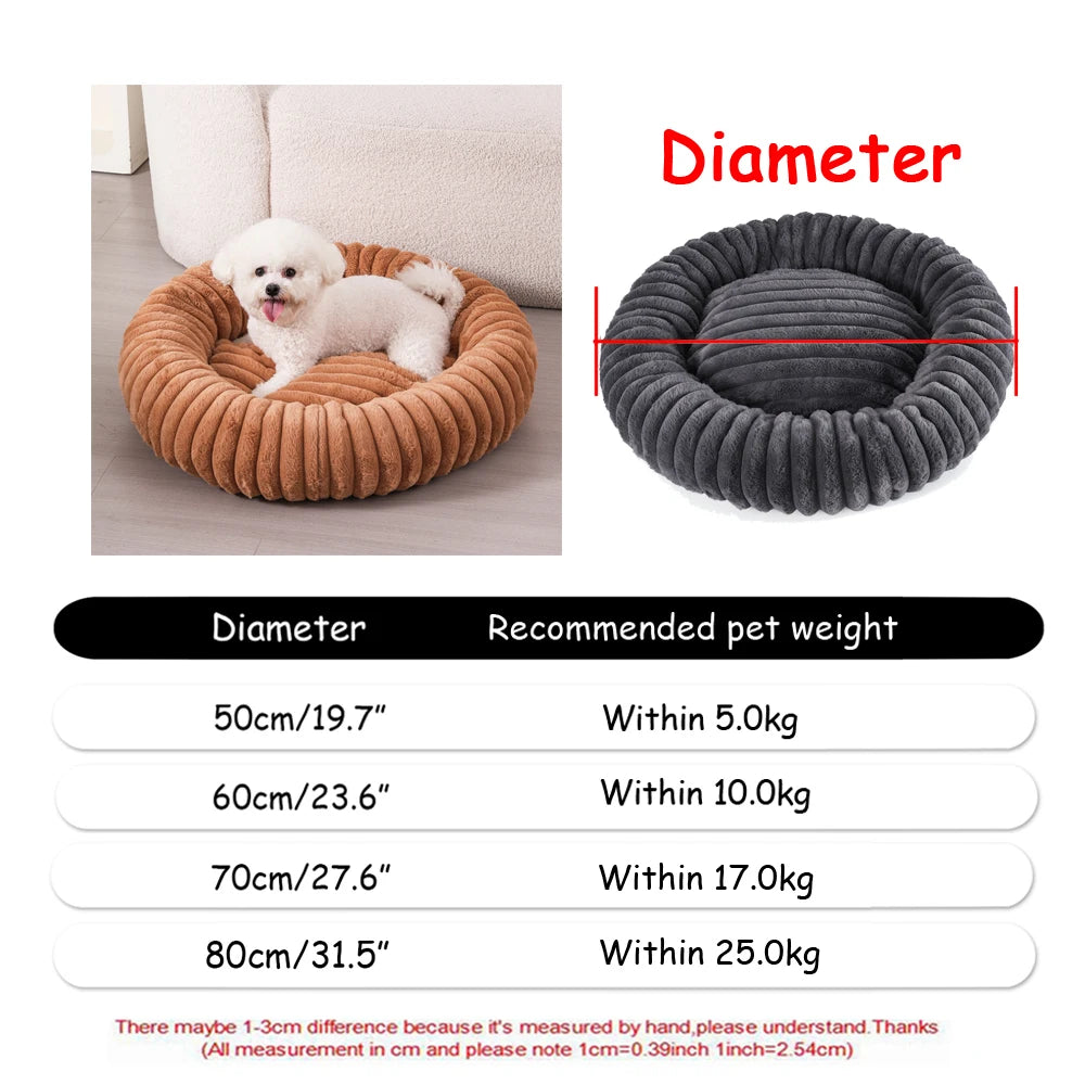 Plush Round Pet Bed – Warm Cozy Bed for Small & Medium Dogs and Cats