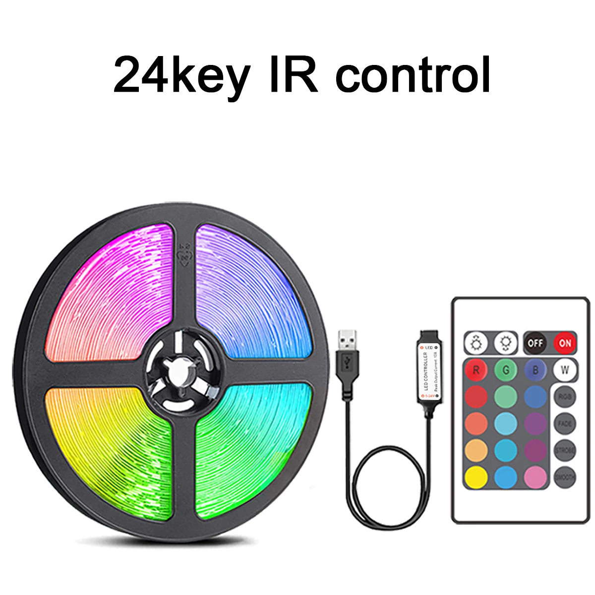 RGB LED Strip Lights with 44-Key Remote – Color Changing Accent Lighting for Kitchen, Bedroom & Home