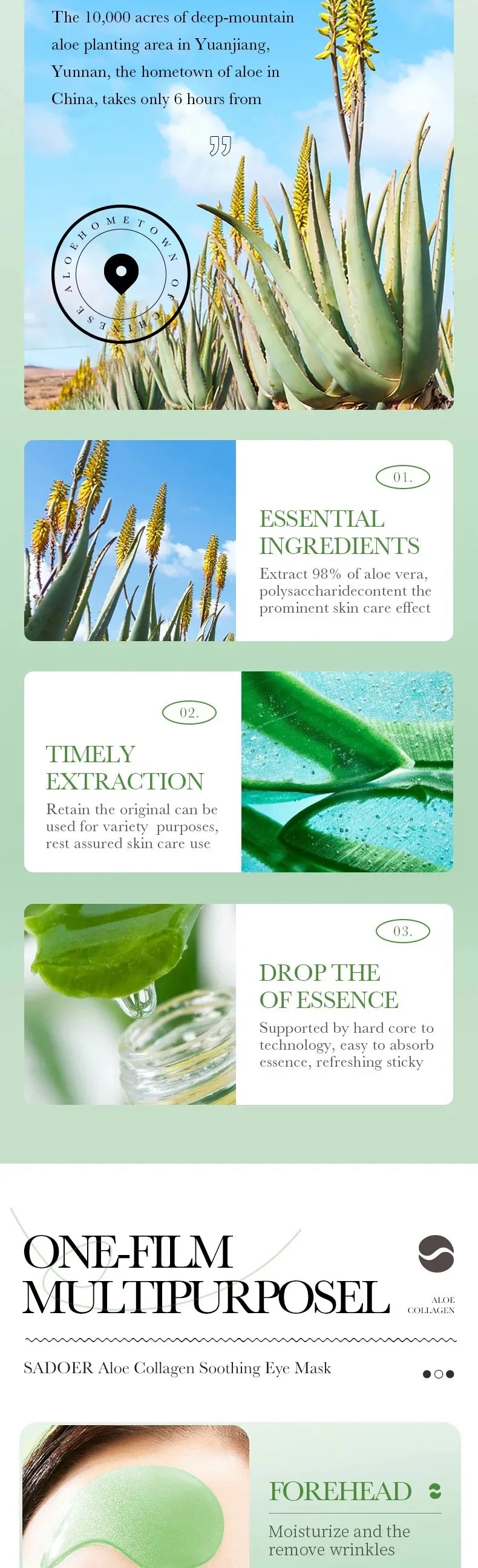 Aloe Vera & Collagen Eye Masks — 60 Patches for Dark Circles & Puffiness