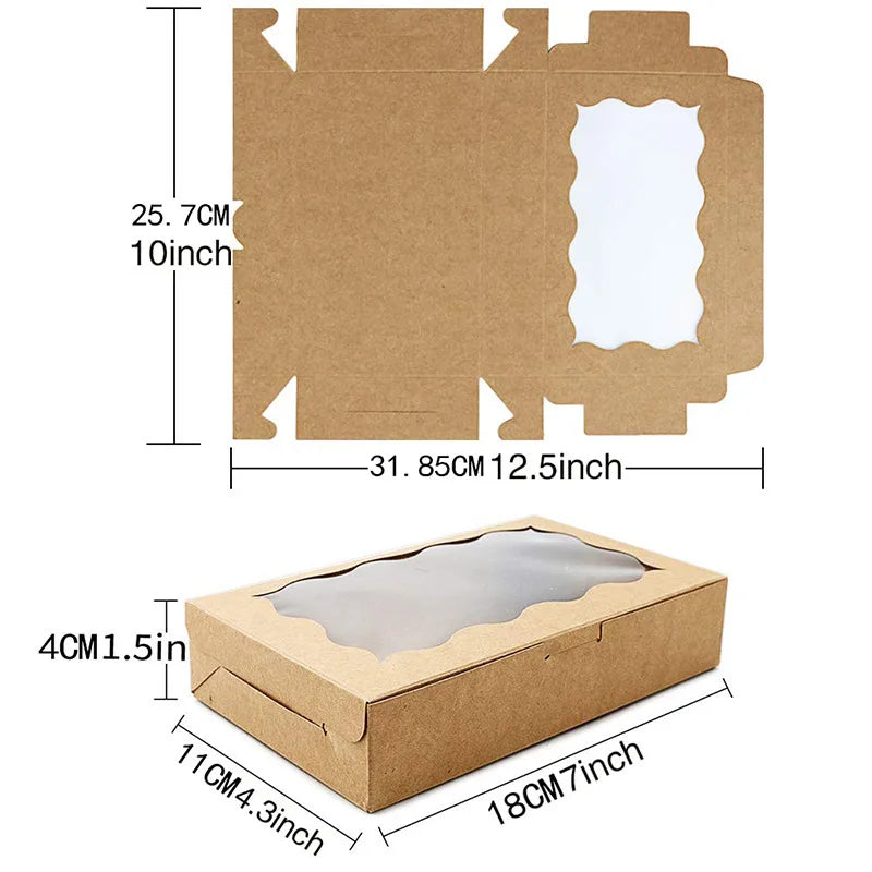 Kraft Paper Gift Boxes with Window — Cake, Candy & Chocolate Packaging for Weddings & Parties