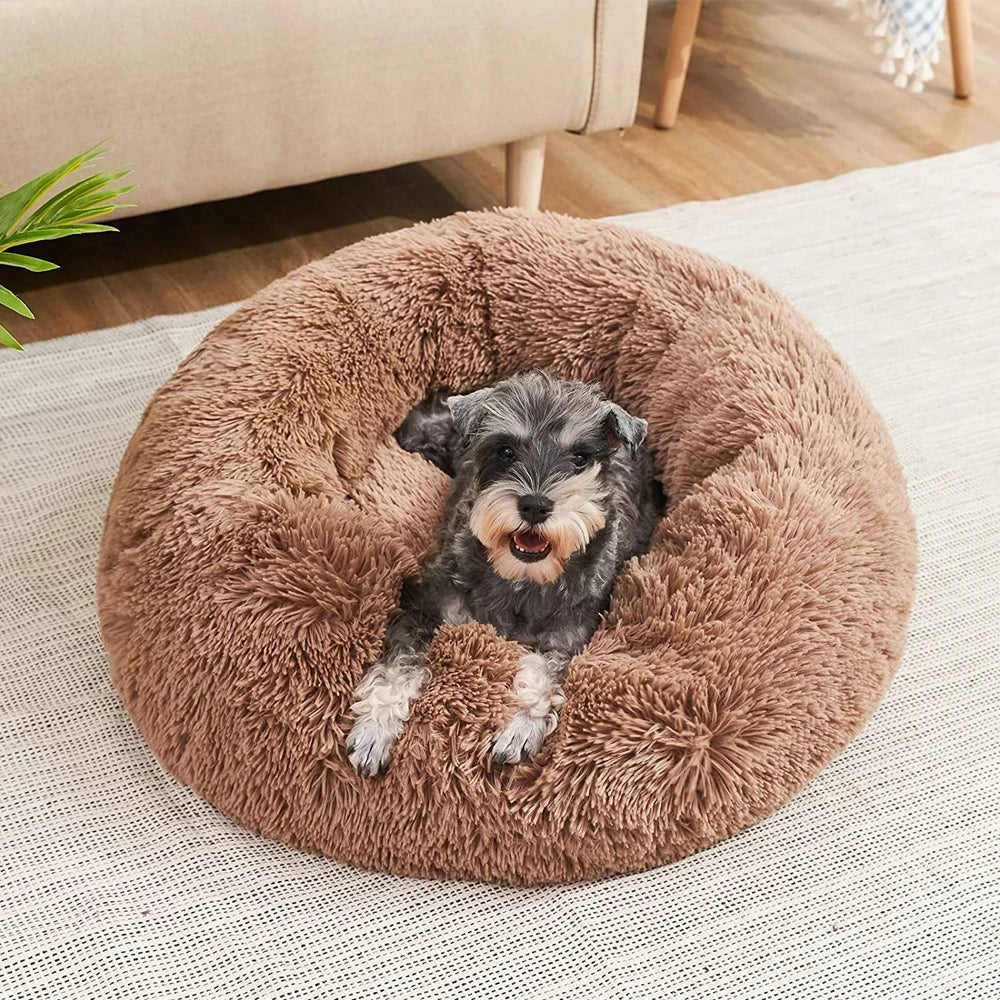 Plush Round Pet Bed – Warm Cozy Bed for Small & Medium Dogs and Cats