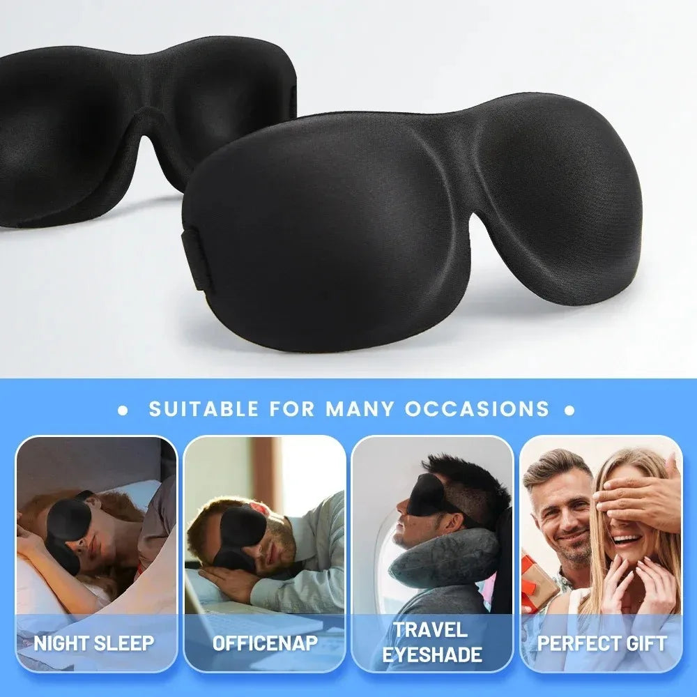 3D Memory Foam Sleep Mask — Light-Blocking Travel Eye Cover