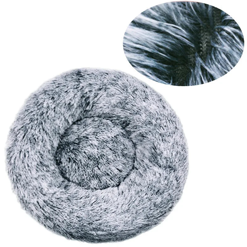 Plush Round Pet Bed – Warm Cozy Bed for Small & Medium Dogs and Cats