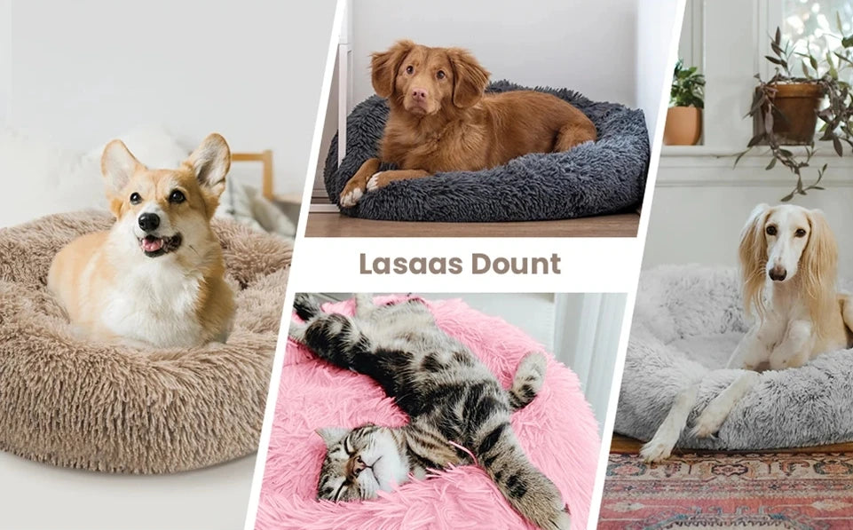 Plush Round Pet Bed – Warm Cozy Bed for Small & Medium Dogs and Cats
