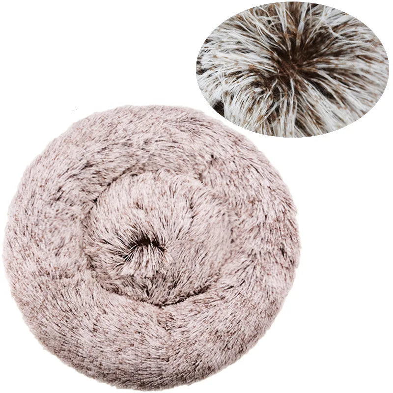 Plush Round Pet Bed – Warm Cozy Bed for Small & Medium Dogs and Cats