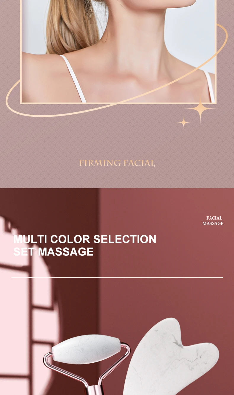 Jade Face Massager – Gua Sha Facial Roller for Skin Care & Anti-Aging