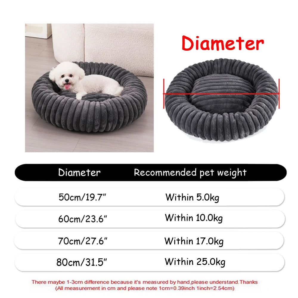 Plush Round Pet Bed – Warm Cozy Bed for Small & Medium Dogs and Cats