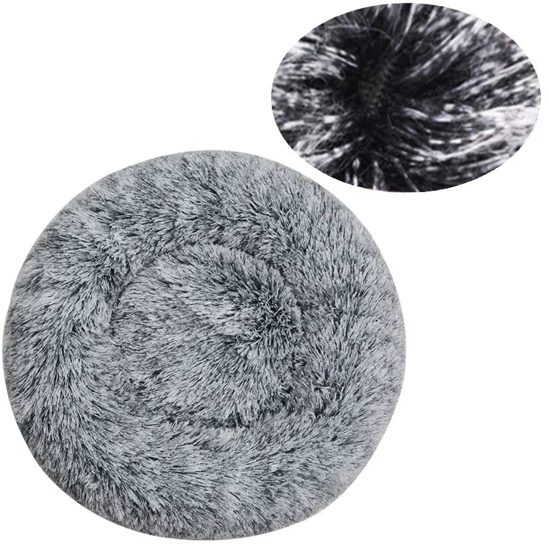 Plush Round Pet Bed – Warm Cozy Bed for Small & Medium Dogs and Cats