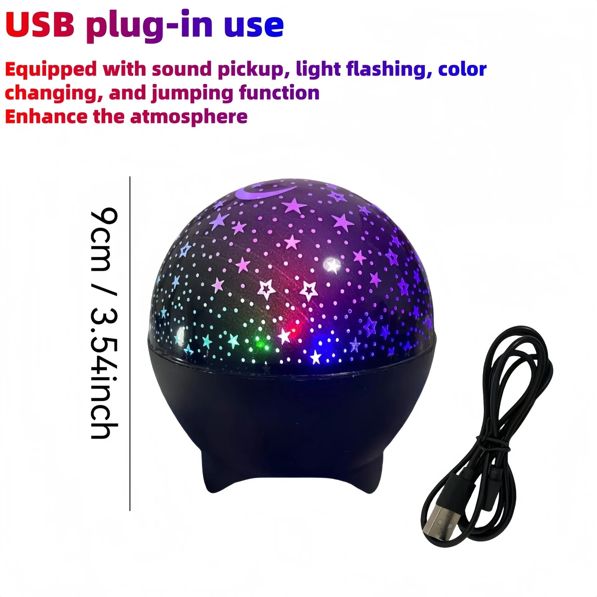 RGB Star & Moon Galaxy Projector Night Light — USB Powered