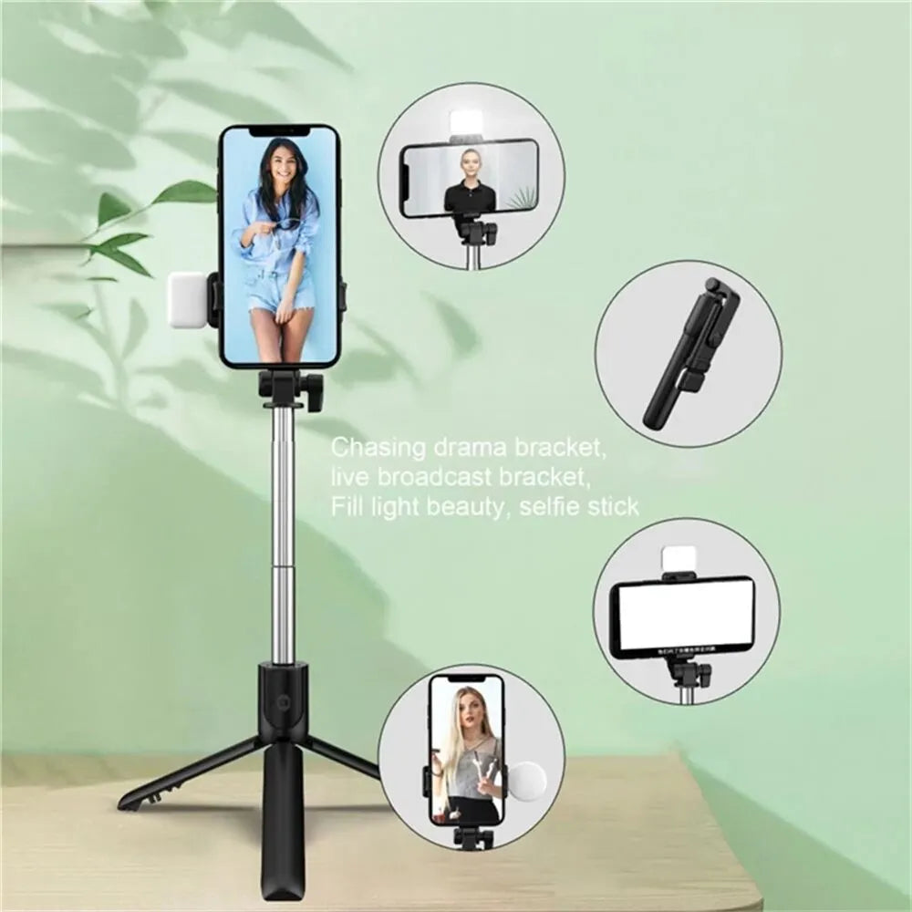 Bluetooth Selfie Stick Tripod with Remote & Fill Light