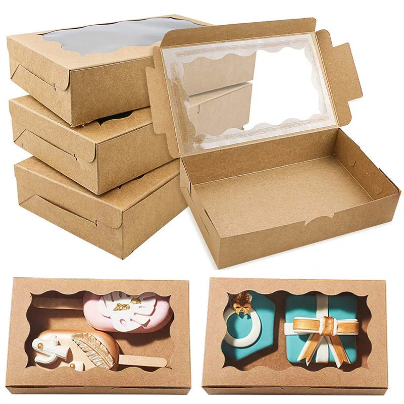 Kraft Paper Gift Boxes with Window — Cake, Candy & Chocolate Packaging for Weddings & Parties