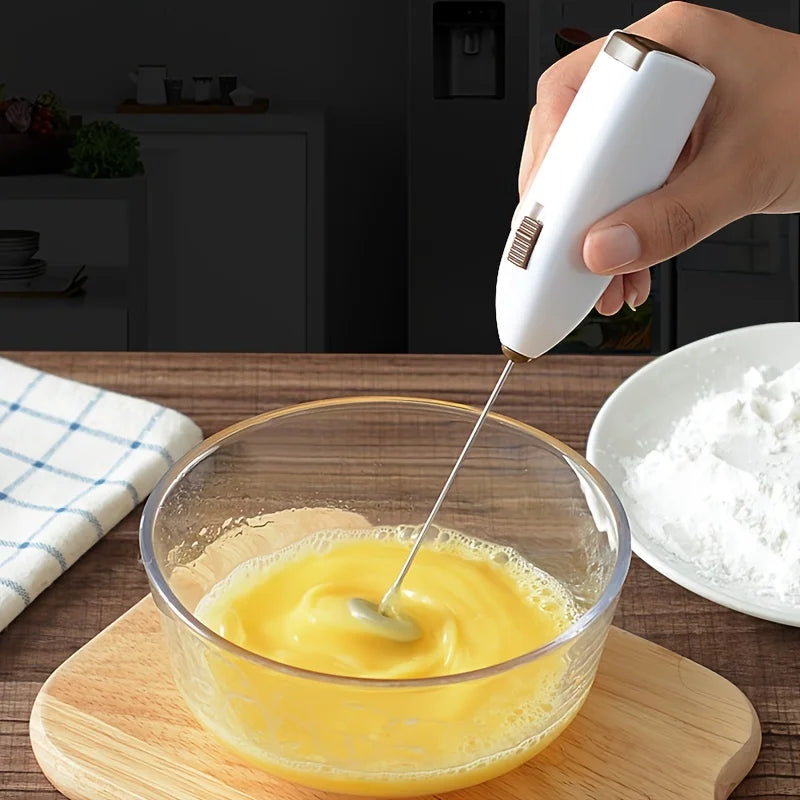 Mini Electric Milk Frother & Egg Beater — Battery Powered