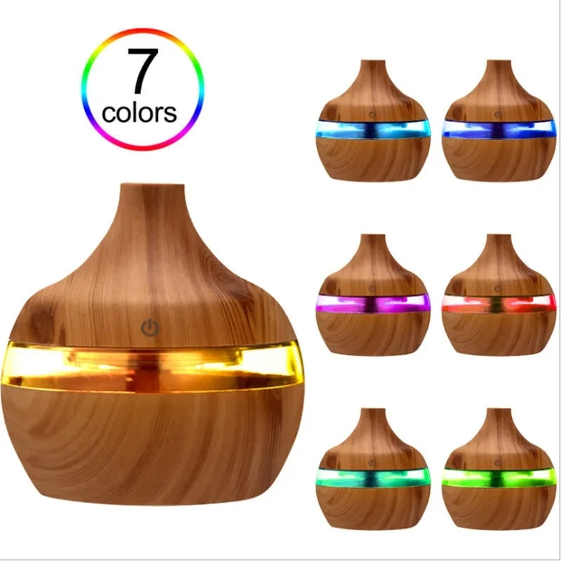 300ml Wood-Grain Ultrasonic Aroma Diffuser & Humidifier