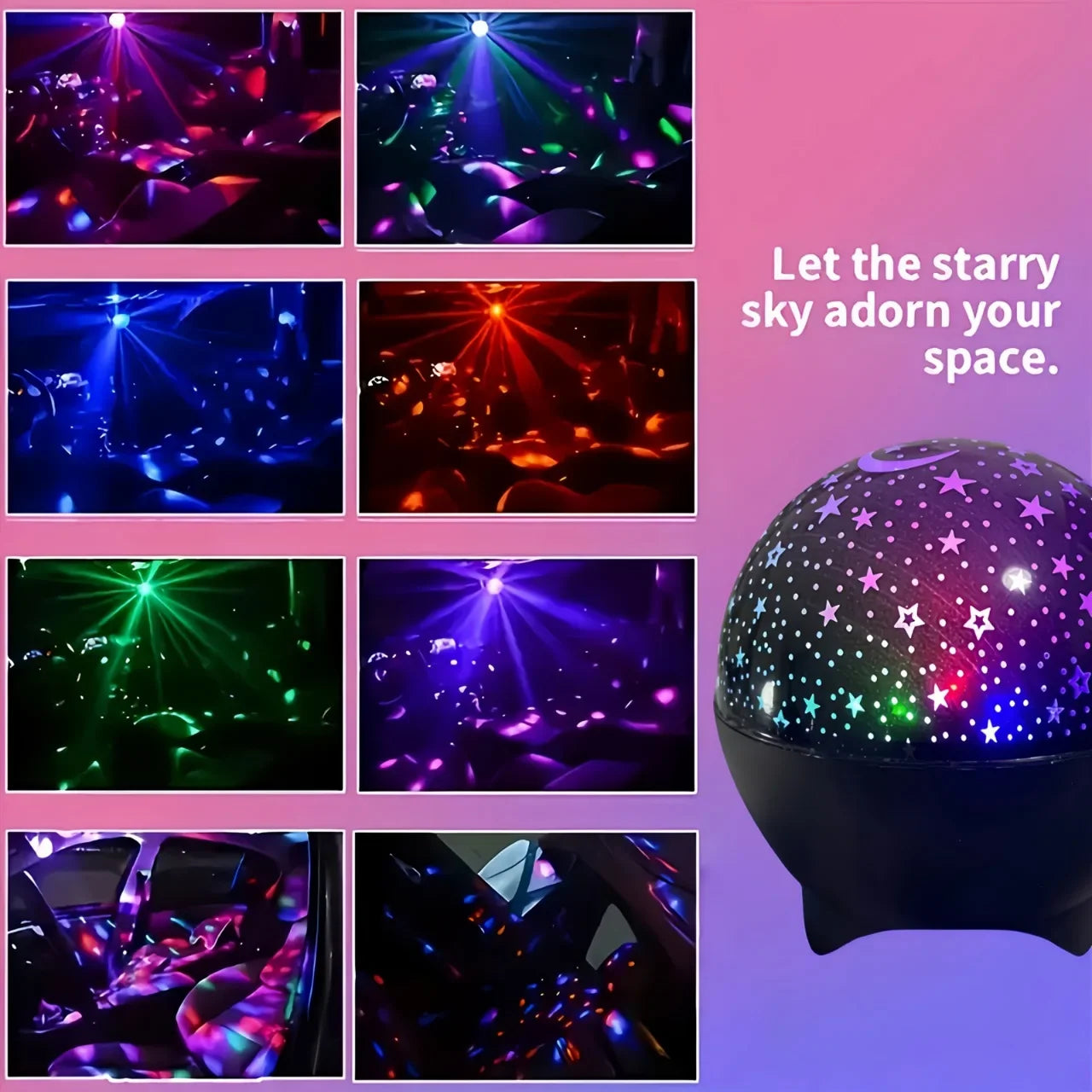 RGB Star & Moon Galaxy Projector Night Light — USB Powered