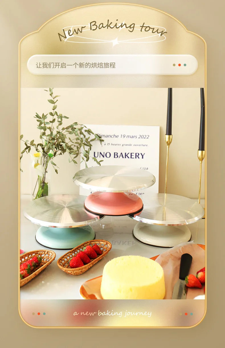 10-Inch Cake Decorating Turntable — Aluminum Alloy, Smooth Spin