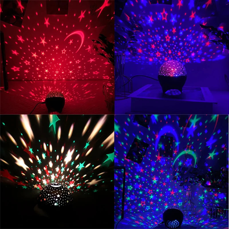 RGB Star & Moon Galaxy Projector Night Light — USB Powered