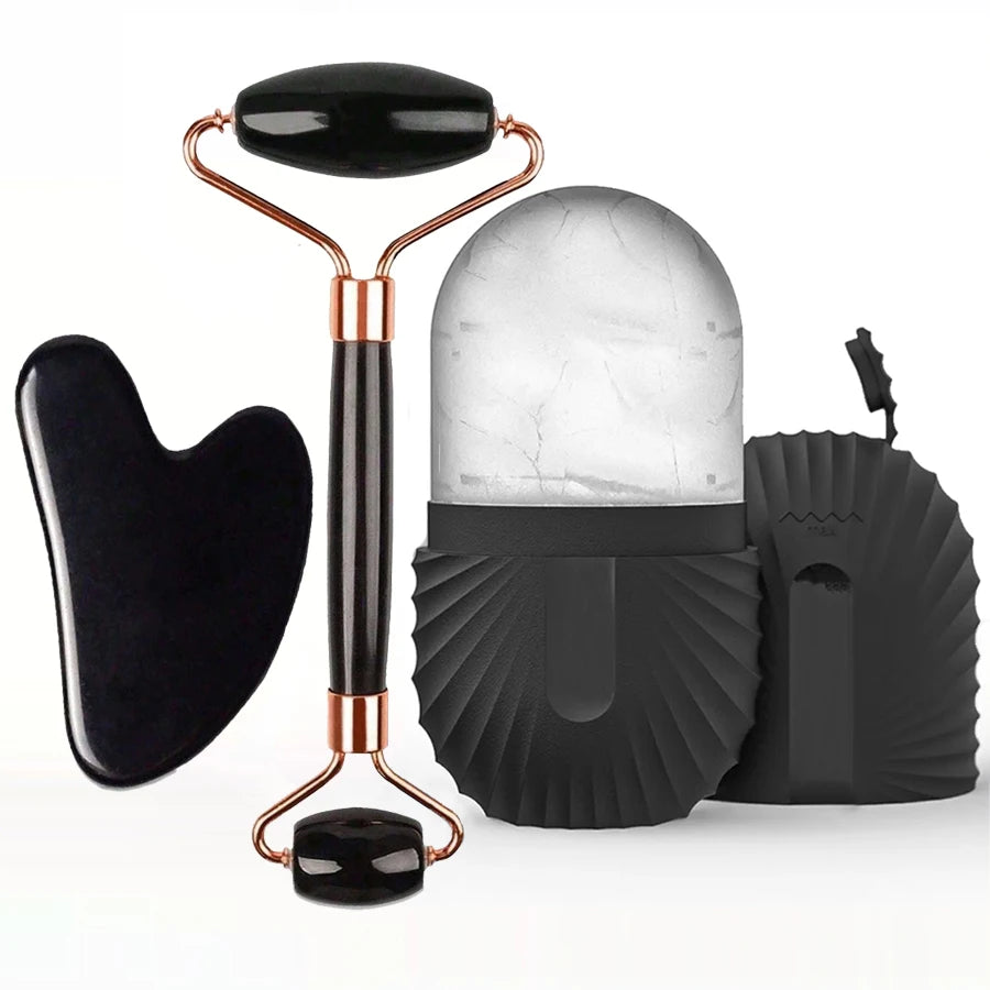 Ice Face Roller & Gua Sha Set — Facial Massage for Lifting & Contouring