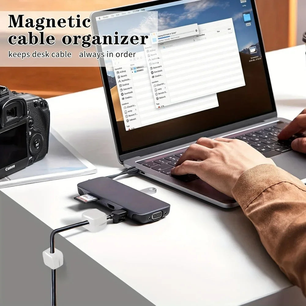 Magnetic Cable Organizer Clips — Wall-Mount Wire & Cord Holder for Desk & Home (1/3/6 pcs)