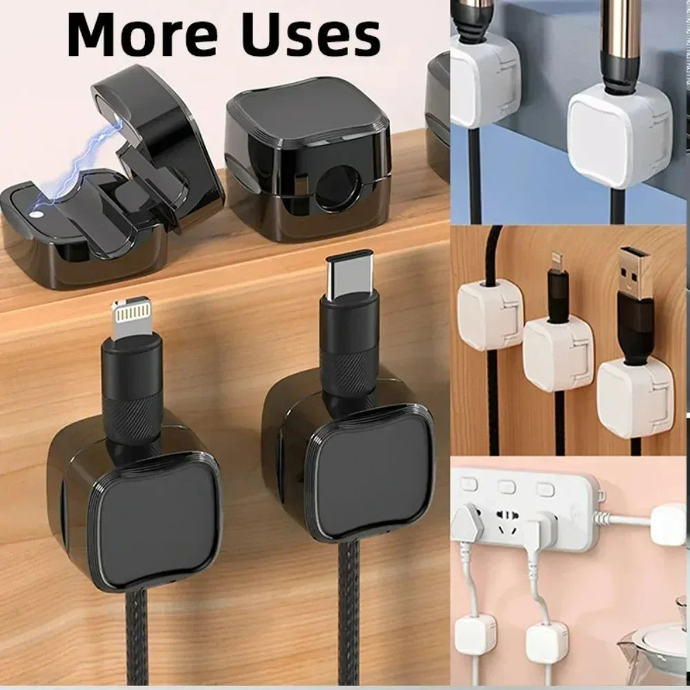 Magnetic Cable Organizer Clips — Wall-Mount Wire & Cord Holder for Desk & Home (1/3/6 pcs)