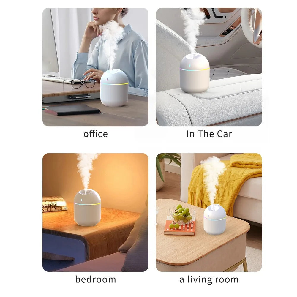 270ml USB Aroma Humidifier with LED Night Light & Auto Shut-Off