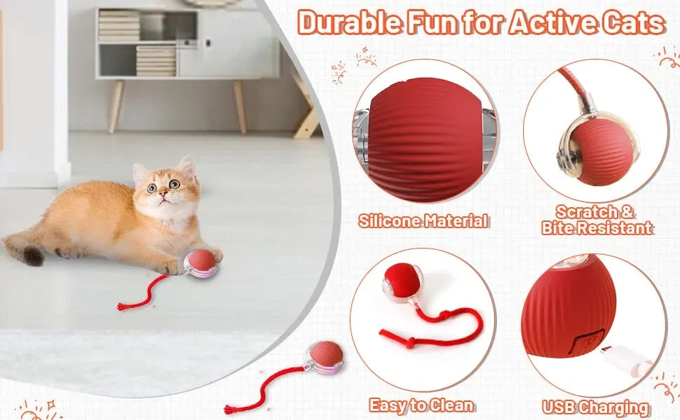 Smart Interactive Rolling Ball Cat Toy — Rechargeable