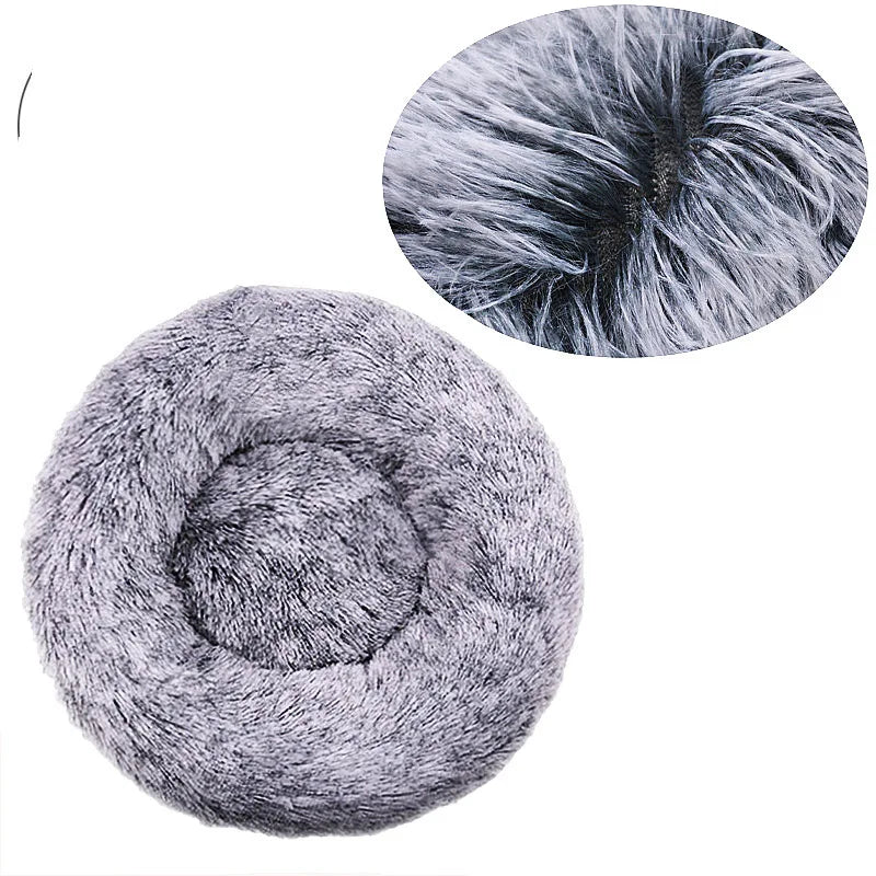 Plush Round Pet Bed – Warm Cozy Bed for Small & Medium Dogs and Cats
