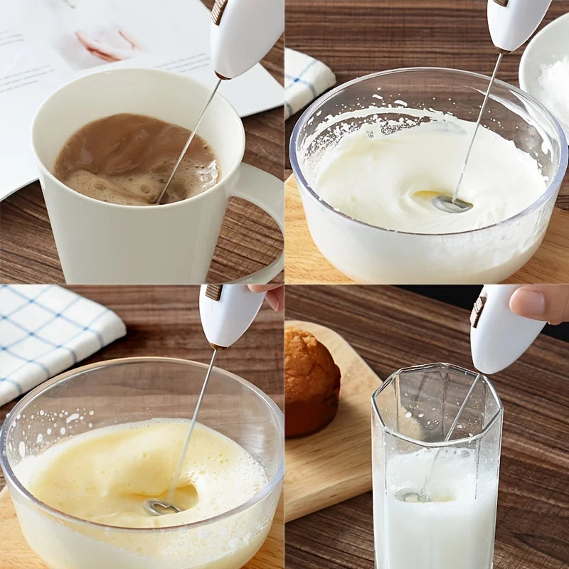 Mini Electric Milk Frother & Egg Beater — Battery Powered