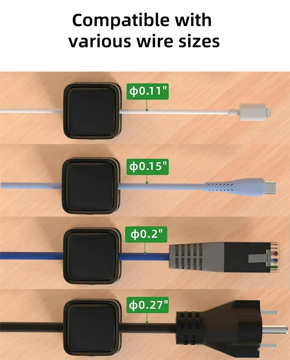 Magnetic Cable Organizer Clips — Wall-Mount Wire & Cord Holder for Desk & Home (1/3/6 pcs)